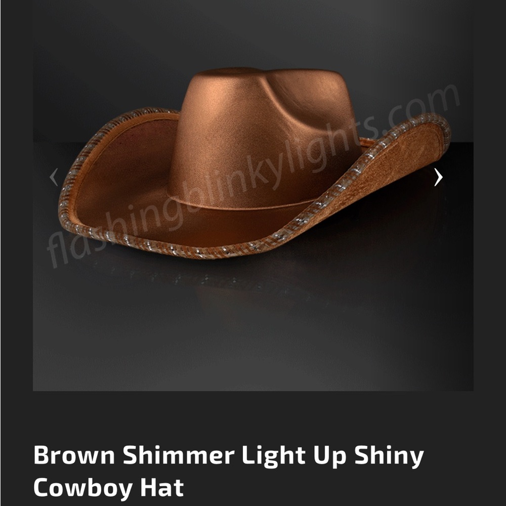 Brown Shimmer Light Up Cowboy Hat